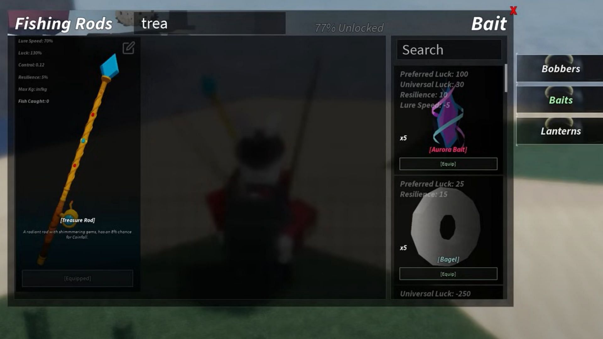 The Treasure Rod has infinite Max Kg (Image via Roblox)